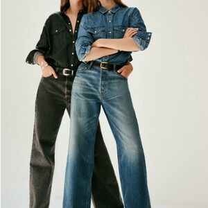 Alex Mill Black and Blue Women's Flare Jeans